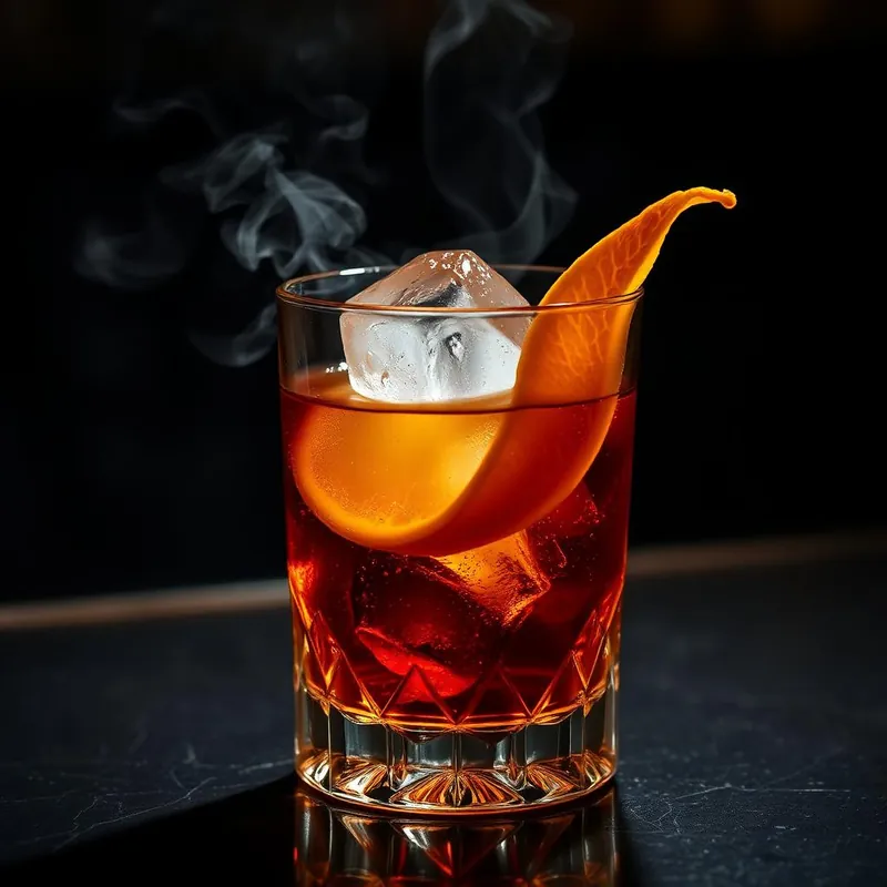 Hand-crafted smoked Old Fashioned signature cocktail served by an upscale bartender for hire