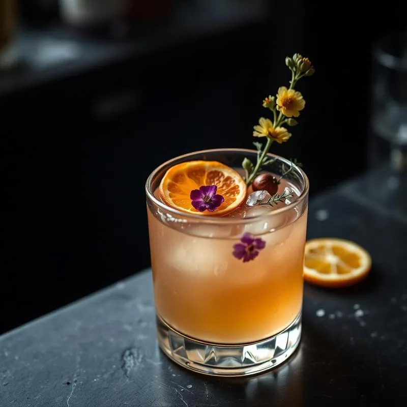 Artisanal cocktail garnishes and craft ice prepared by a professional event mixologist